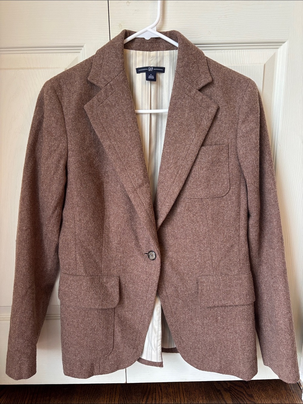 GAP vintage Women's Taupe/Brown Single-Button Wool-Blend Blazer preppy size 6